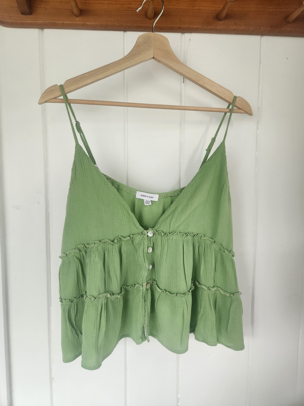 Green Tiered Spaghetti Strap Tank Top
